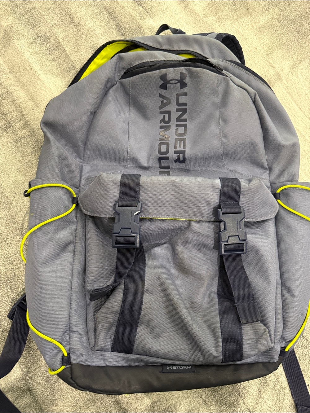 Under Armour Gray Backpack with Neon Yellow Trim